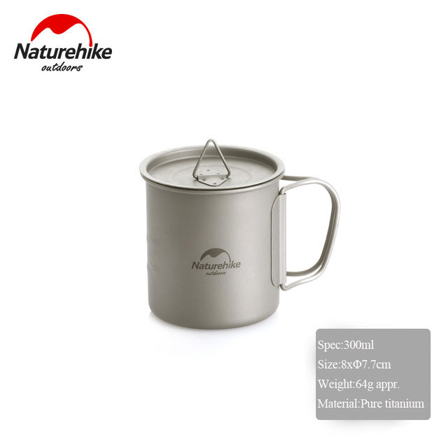 Naturehike Ultralight Titanium Cup Bowl Outdoor Camping Picnic Water Cup Mug with Foldable Handle